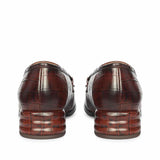 Saint Jacqueline Croc Embossed Choco Leather Moccasins