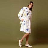 Saint Womens White Applique Cotton Short Dress