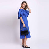Saint Womens Blue Off-Shoulder Midi Dress