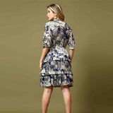 Saint Womens Blue Printed Viscose Lurex Short Dress