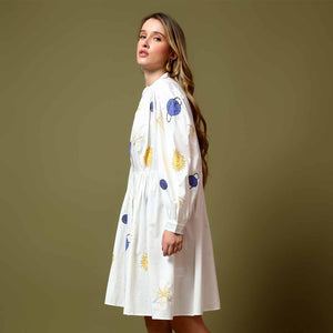 Saint Womens White Applique Cotton Short Dress