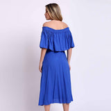 Saint Womens Blue Off-Shoulder Midi Dress