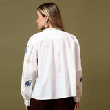 Saint Womens White Applique Cotton Shirt
