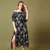 Saint Womens Black Viscose Off-Shoulder Midi Dress