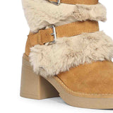 Saint Snövella Tan Suede Leather Fur Boots