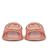 Saint Carly Coral Leather Flat Sandal