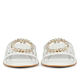 Saint Carly Off White Leather Flat Sandal.
