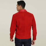 Saint Nico Red Leather Men's Jacket With Collars