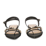 Annie Stone Embellished Black Nylon Fabric Sandals