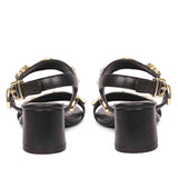 Saint Assisi Gold Seashell & Star Studs Leather Block Heels