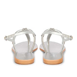 Saint Elsie Crystal Cord Silver Leather Flat Sandals