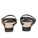 Annie Stone Embellished Black Nylon Fabric Sandals