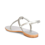 Saint Elsie Crystal Cord Silver Leather Flat Sandals