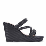 Saint Roxie Strass Cord Black Wedges