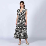 Saint Womens Ivory Printed Lurex Maxi Dress