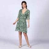 Saint Womens Green Abstract Print Viscose Mini Dress