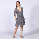 Saint Womens Navy Abstract Print Viscose Mini Dress