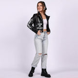 Saint Grecia Black Leather Women Biker Jackets
