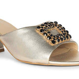 Saint Aurora Gold Metallic Jeweled Heels