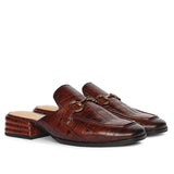 Saint Savannah Croc Embossed Chocolate Leather Moccasins
