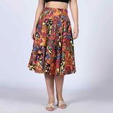 Saint Womens Multi Cotton Printed Pleated Skirt