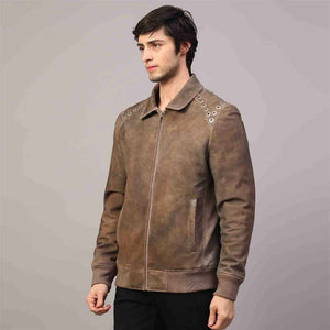 Saint Carter Grey Leather Men's Jackets
