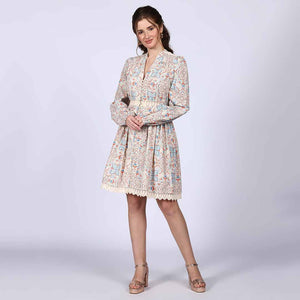 Saint Womens Ivory Multicolour Cotton Poplin Dress