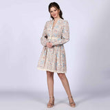 Saint Womens Ivory Multicolour Cotton Poplin Dress