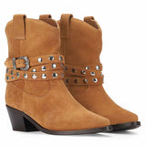 Saint Bristol Tan Suede Leather Studded Ankle Boots