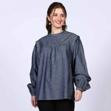 Saint Womens Grey Cotton Chambray Top