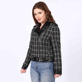 Saint Adria Grey Leather Women Collar Jackets