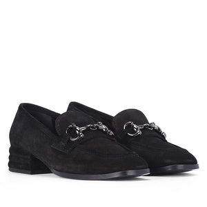 Saint Jenny Black Suede Leather Moccasins