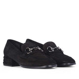 Saint Jenny Black Suede Leather Moccasins