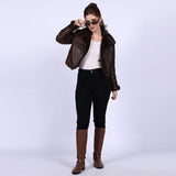 Saint Darcy Brown Leather Women Biker Jackets
