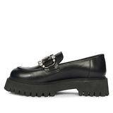 Saint Feri Crystal  Saddle Black Leather Moccasins