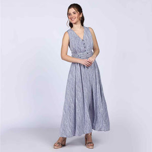 Saint Womens Blue Cotton Striped Maxi Dress