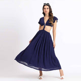 Saint Womens Blue Cut-Out Waist Maxi Dress