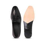 Saint Valentin Black Leather Tassel Moccasins