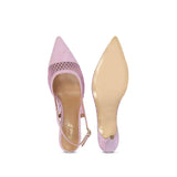 Saint Katy Lilac Leather & Premium Net Slingback Pumps