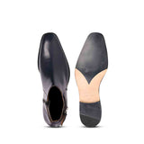 Saint Italiano Dark Blue Two Color Toned Leather Ankle Boots