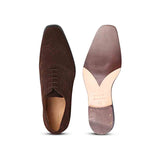 Saint Vincenzo Suede Brown Leather Square Toe Lace Up Décor Shoes