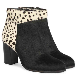 Saint Marin Black Leather Pony Hair Ankle Boots