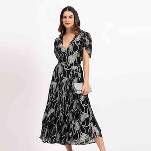 Saint Womens Black Printed Midi Dress
