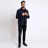 Saint Aris Navy Leather Men's Bomber Jackets