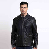 Saint Ethan Men Black Leather Cafe Racer Jackets