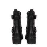 Saint Erika Double Buckle Black Leather High Ankle Boots