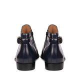 Saint Italiano Dark Blue Two Color Toned Leather Ankle Boots