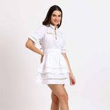 Saint Womens White Solid Cotton Short Dress