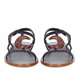 Saint Daisy Purple Leather Flat Sandal