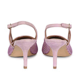 Saint Katy Lilac Leather & Premium Net Slingback Pumps